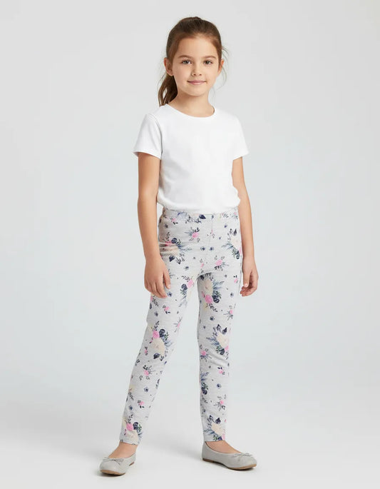 Calza gris flores algodón peruano