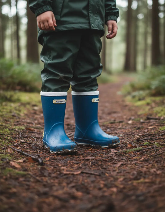 Bota de agua azul ribete blanco