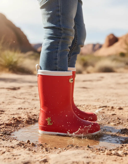 Bota de agua roja ribete blanco