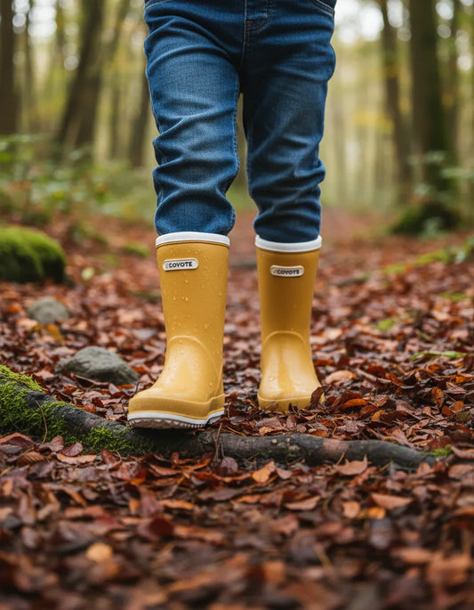 Bota de agua amarillo mostaza ribete blanco