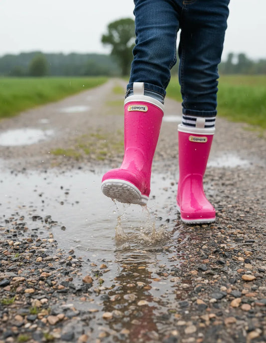 Bota de agua fucsia ribete blanco
