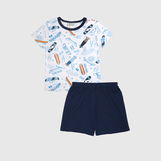 Pijama corto blanco tablas