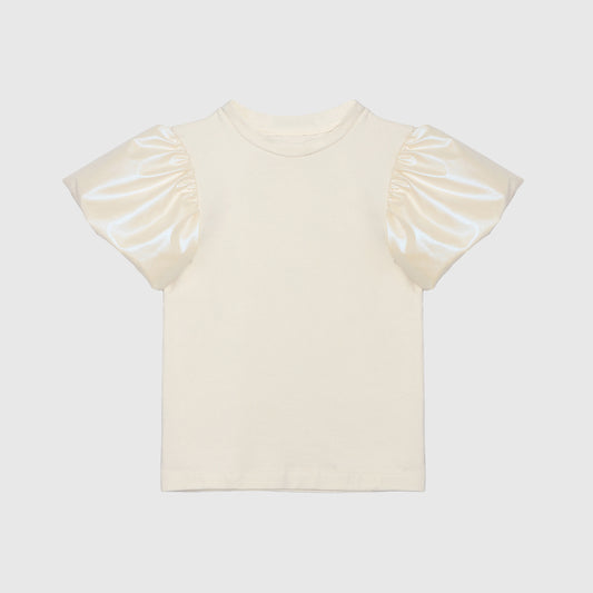 Polera blanca manga globo