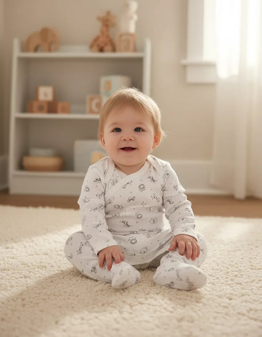 Pack body blanco gris safari algodón peruano