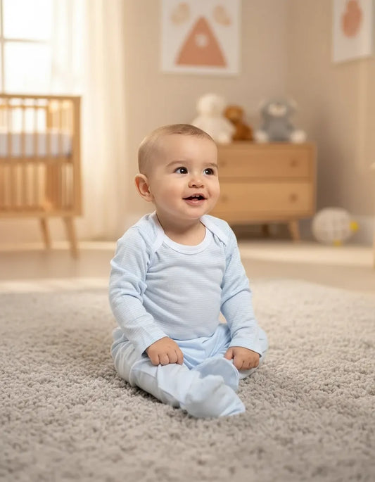 Pack body celeste rayas celeste algodón peruano