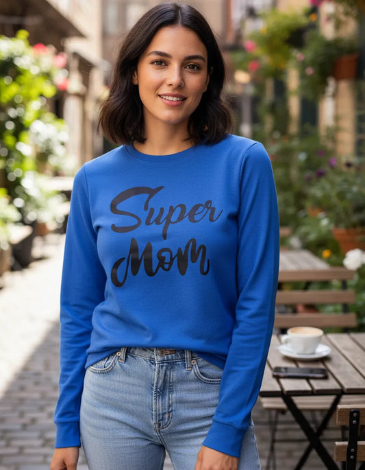 Polera azul super mom algodón peruano