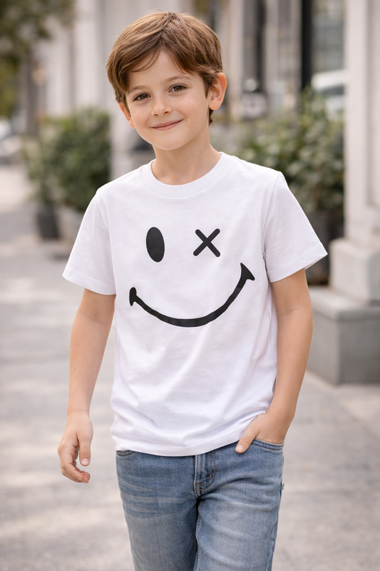 Polera blanca smile algodón peruano