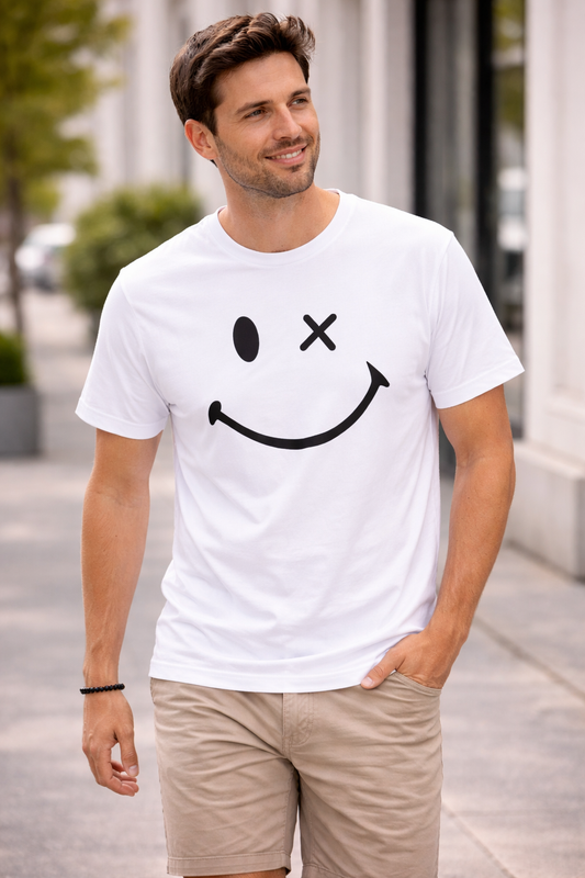 Polera blanca smile adulto algodón peruano