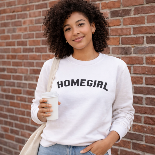 Polerón blanco home girl adulto algodón peruano