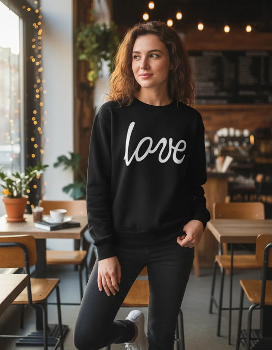 Polerón negro love adulto algodón peruano