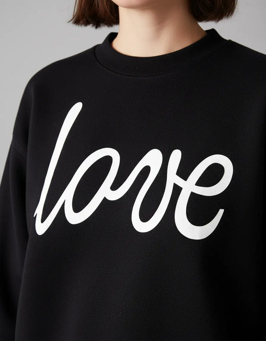 Polerón negro love adulto algodón peruano