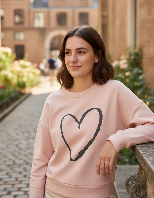 Polerón rosa corazón adulto algodón peruano