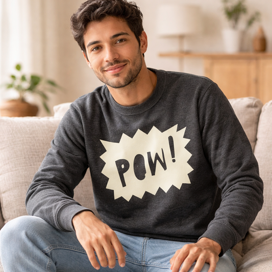 Polerón gris jaspeado pow adulto algodón peruano