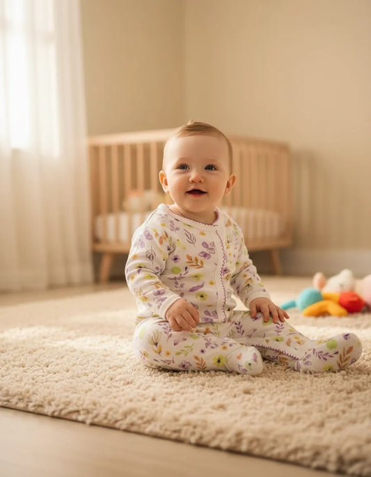 Enterito blanco flores algodón peruano