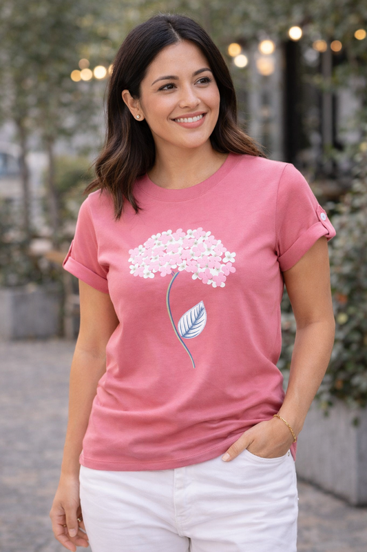 Polera palo rosa flor adulto algodón peruano